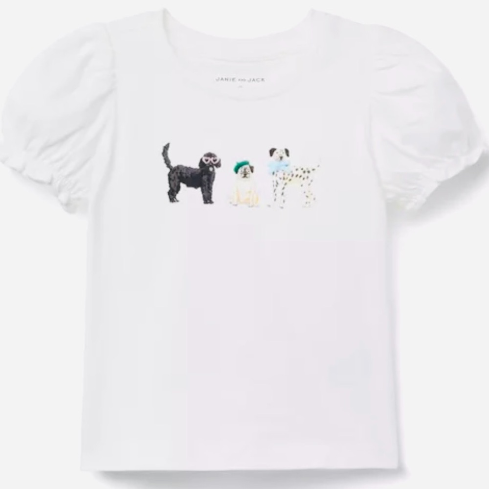 Janie and Jack Dog Friends Puff Sleeve Tee - Picture 2 of 9